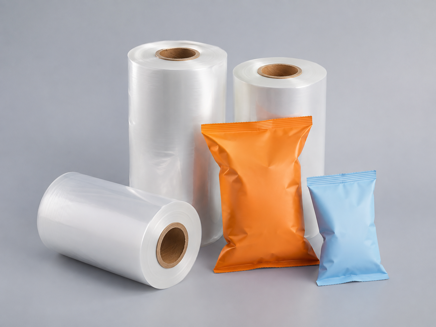 Original illustration of unbranded pouches and film rolls